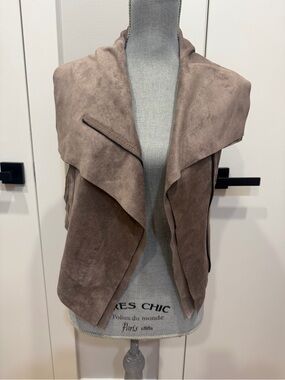 BCBGMaxAzria Taupe Draped Suede Vest